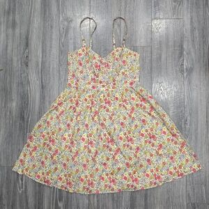 Vintage Fossil Women's Asymmetrical Floral Dress in Pink and Yellow